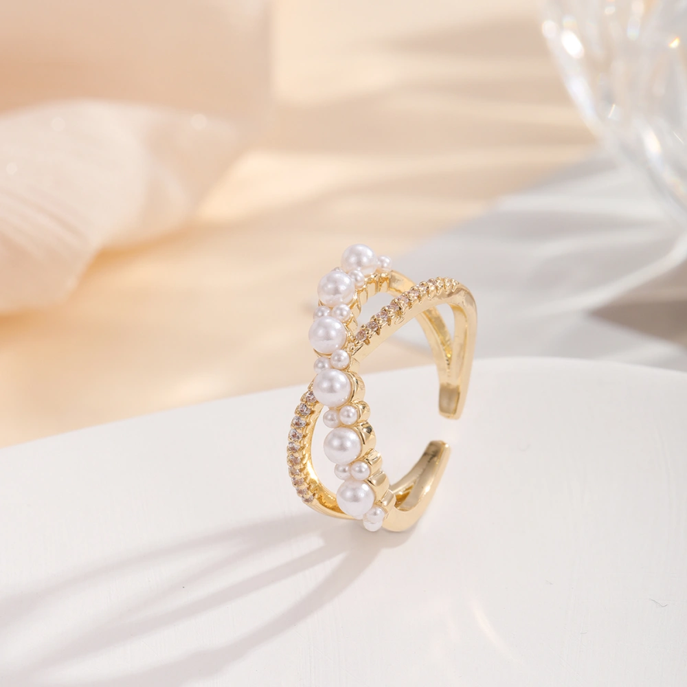 Korean Simple Style Pearl Adjustable Ring