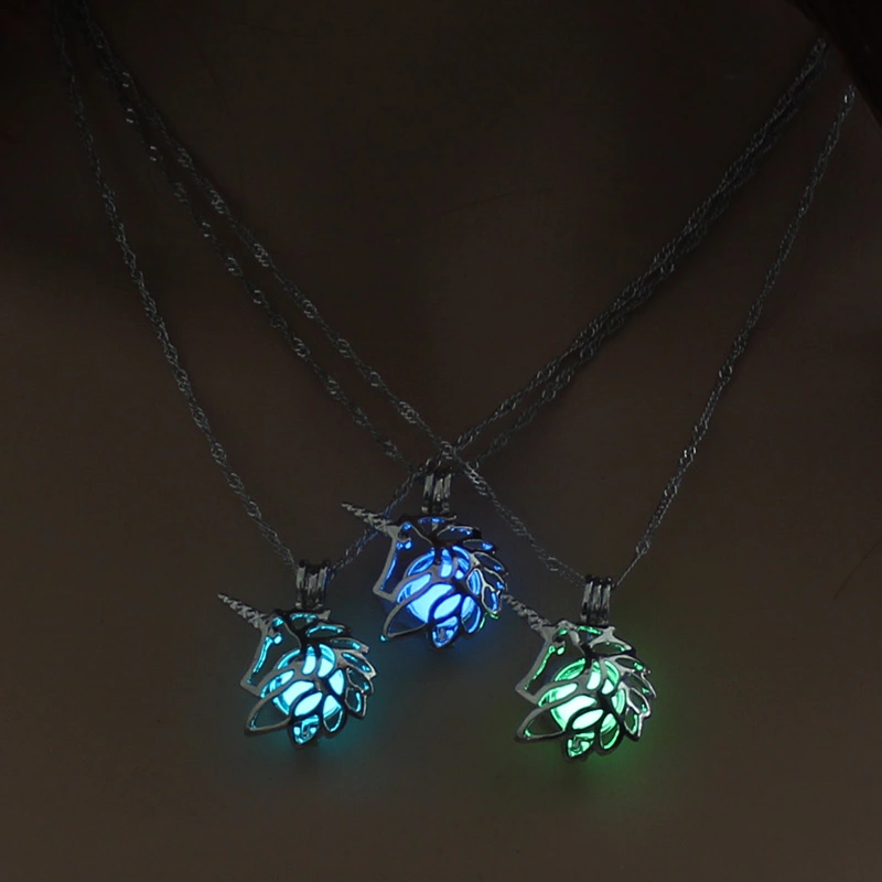 Halloween multi-colored glow-in-the-dark Unicorn hollowed out DIY necklace