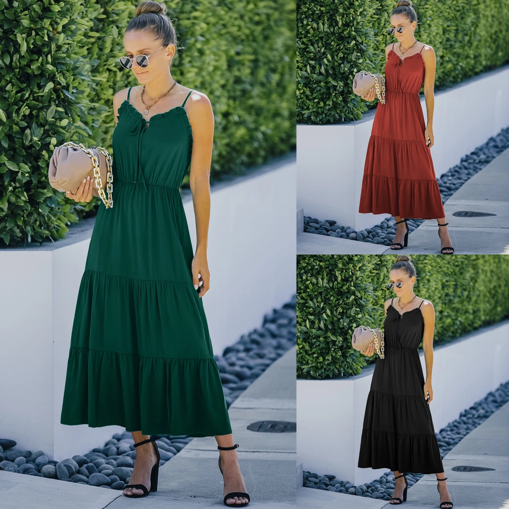 European And American Women's Sexy Backless Suspender Dress Long Skirt