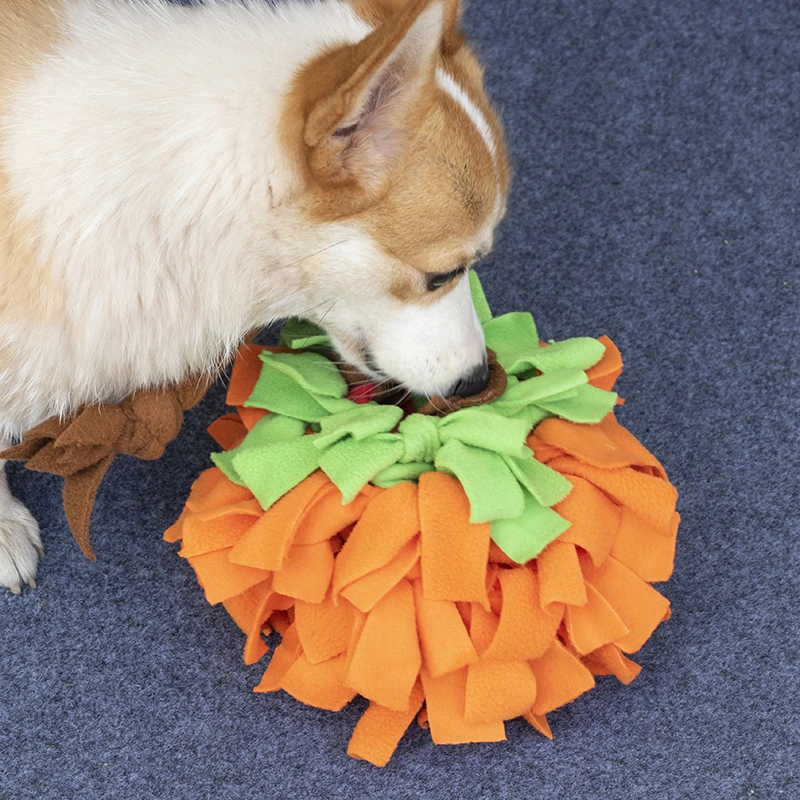 Pumpkin Snuffle Ball With Braid ,Fleece Interactive Toy, Small To Medium Dogs, Handmade Puzzle Gift, Soft Ball Treat Hider