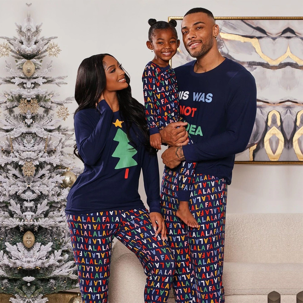 Sports And Leisure Home Sleeve Printing Two-Piece Parent-Child Outfit