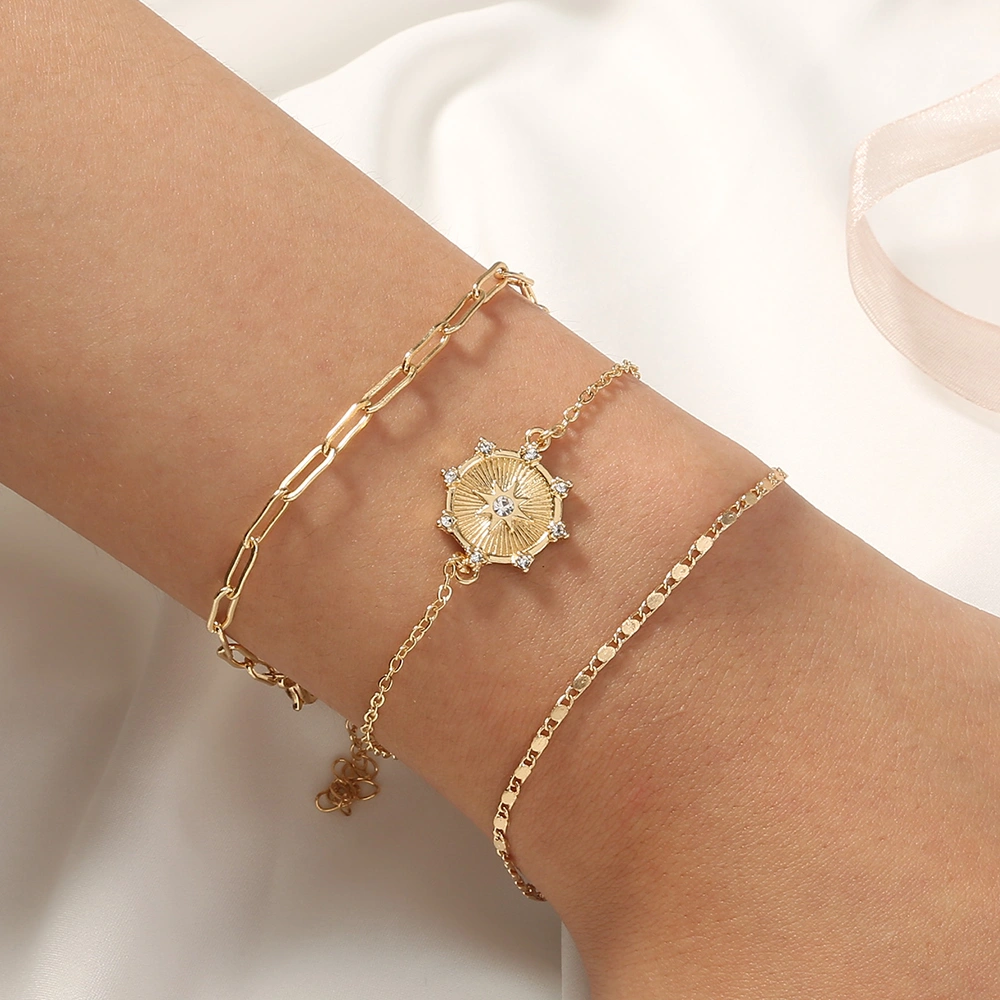 Stylish Lady multi-layer Bracelet, Internet celebrities Ins six-pointed star diamond inlay can be matched with jewelry