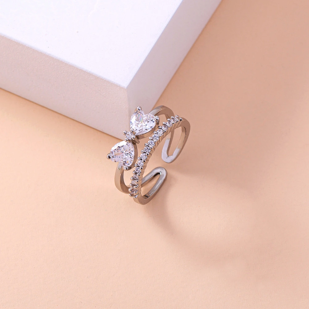 Personalized opening adjustable ring bow knot zircon ring female accessories jewelry female