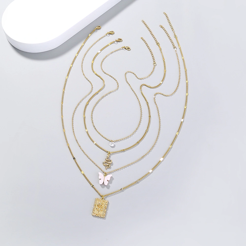 Creative multi-element butterfly multi-layer necklace can be separated