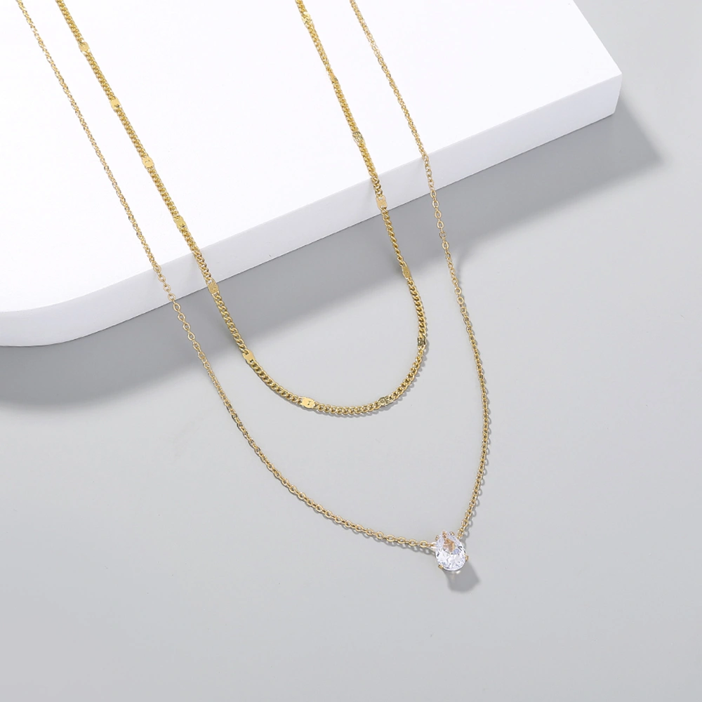 Individual Zircon water drop multi-layer necklace