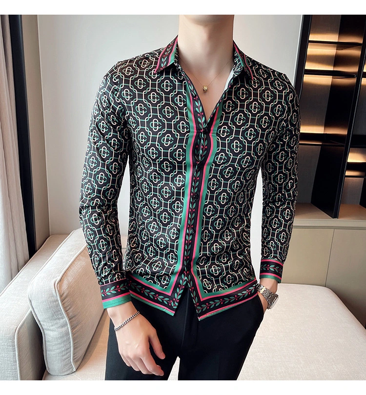 Thin Long Sleeve Lapel Collar Casual Printed Floral Shirt