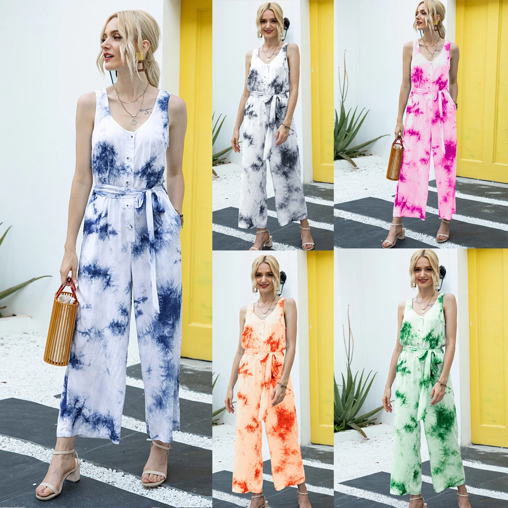 Tie Dye Jumpsuit Zinc Casual Waist Jumpsuit Women