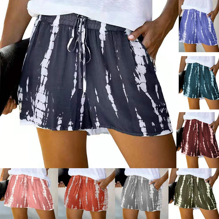 Summer European And American Tie-dye Striped Wide-leg Shorts