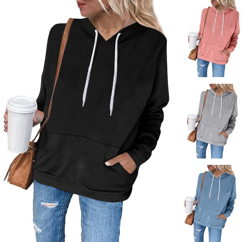 Women's New Fleece Hooded Casual Top With Pockets