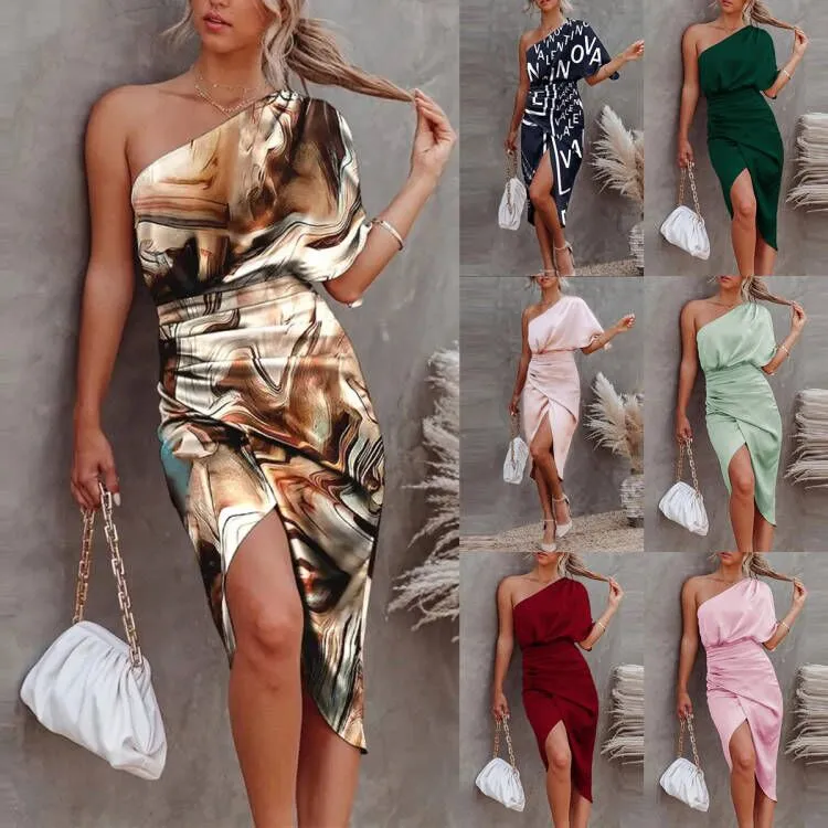 Women's Summer Sleeveless Off Shoulder Bag Hip Dress