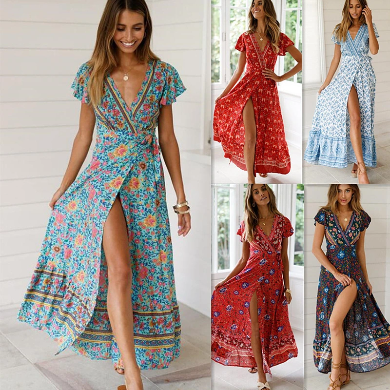 Women's Casual Vacation Print Long Dress