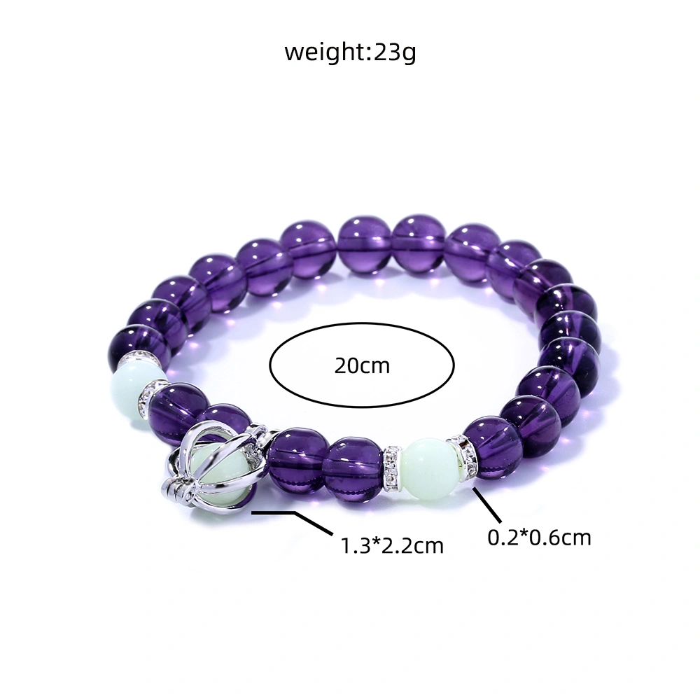 Purple Glass Bead Luminous Pumpkin Bracelet