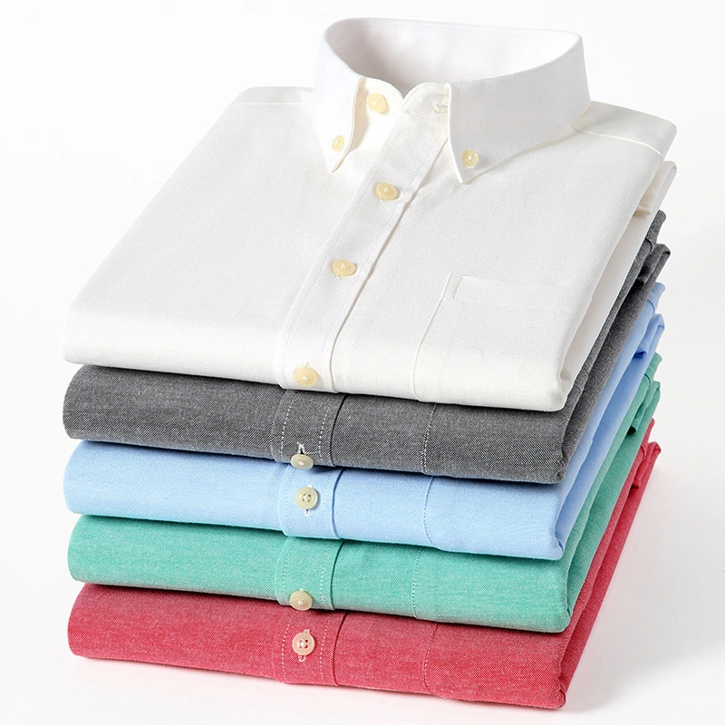 Young Casual Long Sleeve Lapel Shirt, Men's Oxford Spinning TOP