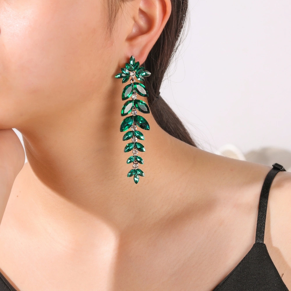 New European And American Exaggerated Earrings Emerald Long Earrings