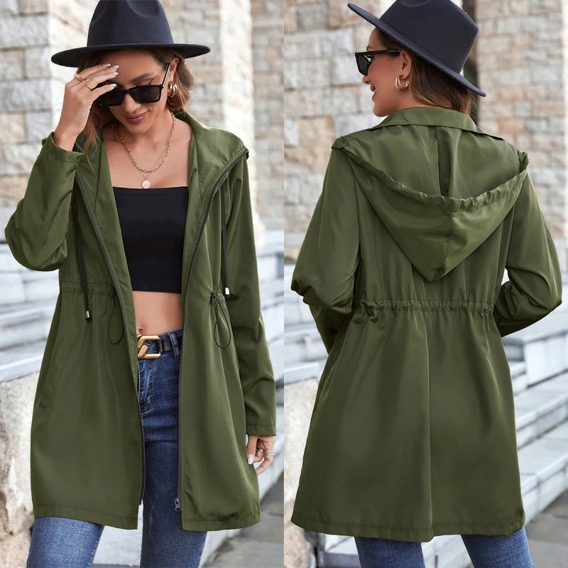 Hooded Zipper Waist Waterproof Raincoat Outdoor Sports Windbreaker