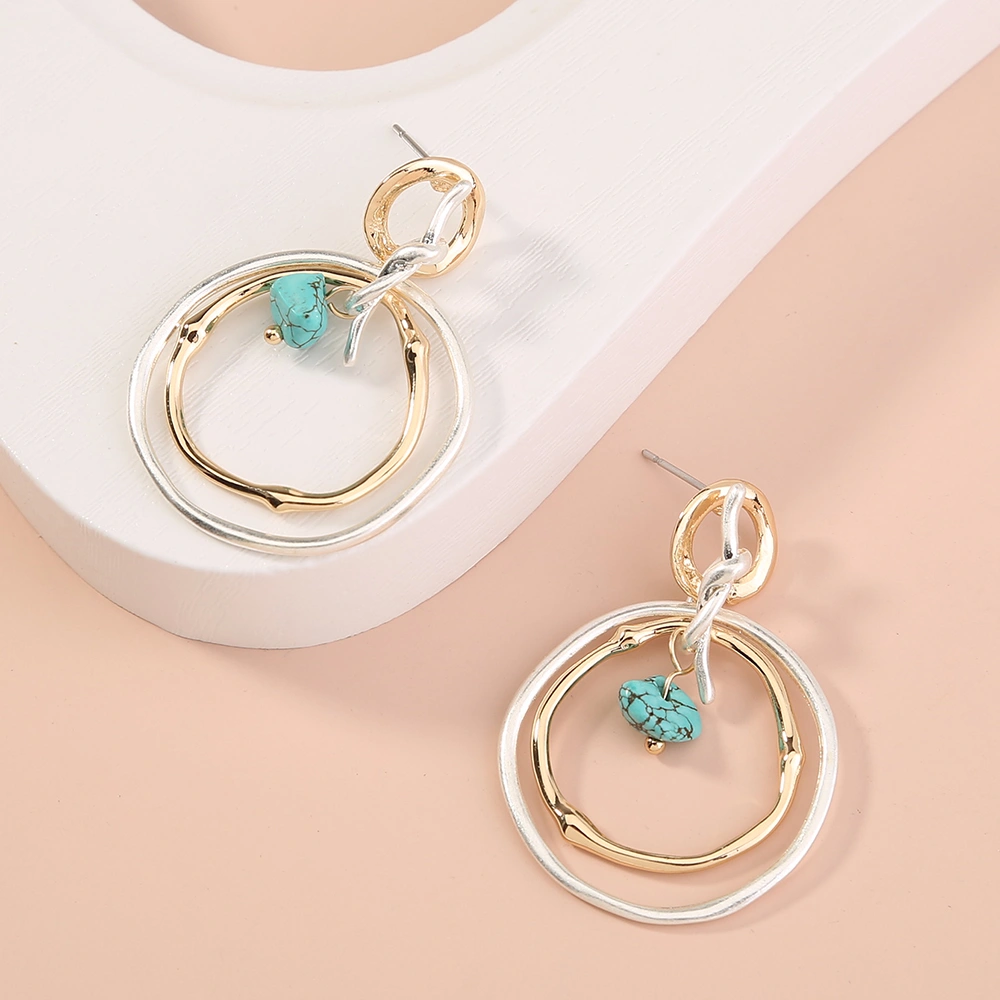 Personality Tide Brand Irregular Wave Pattern Earrings Multicolor Birthday Turquoise Simple Earrings