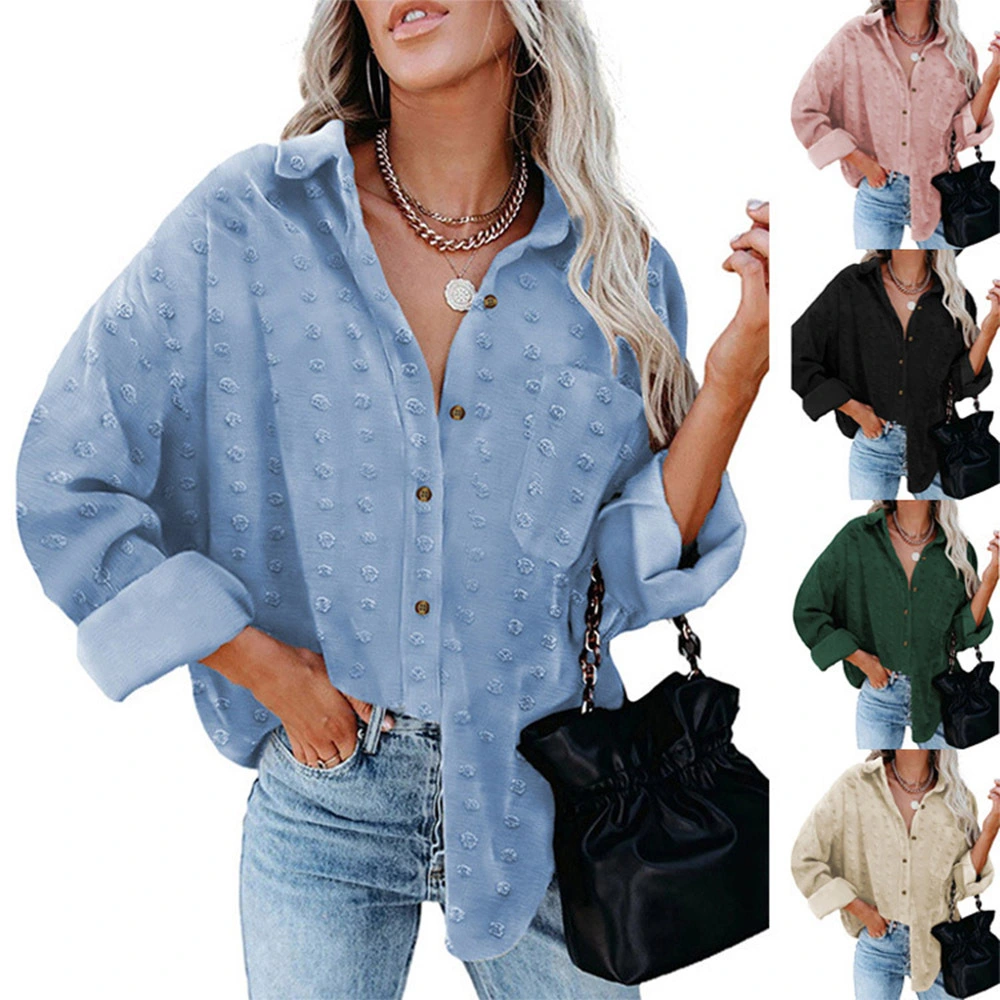 Solid Color Lapel Shirt Jacket Casual Breasted Loose Top