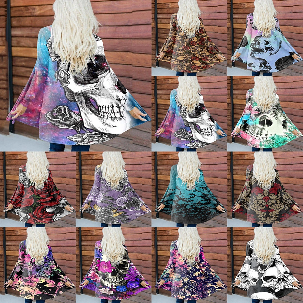 Halloween Themed Printed Coat Small Cardigan Women's