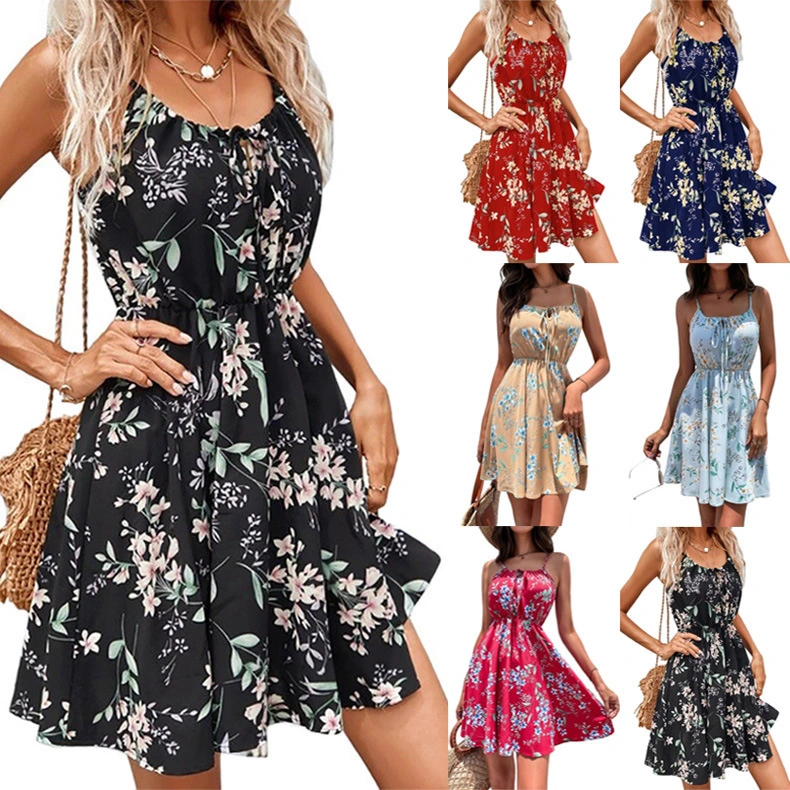 Print Slip Dress Sleeveless Pullover Dress