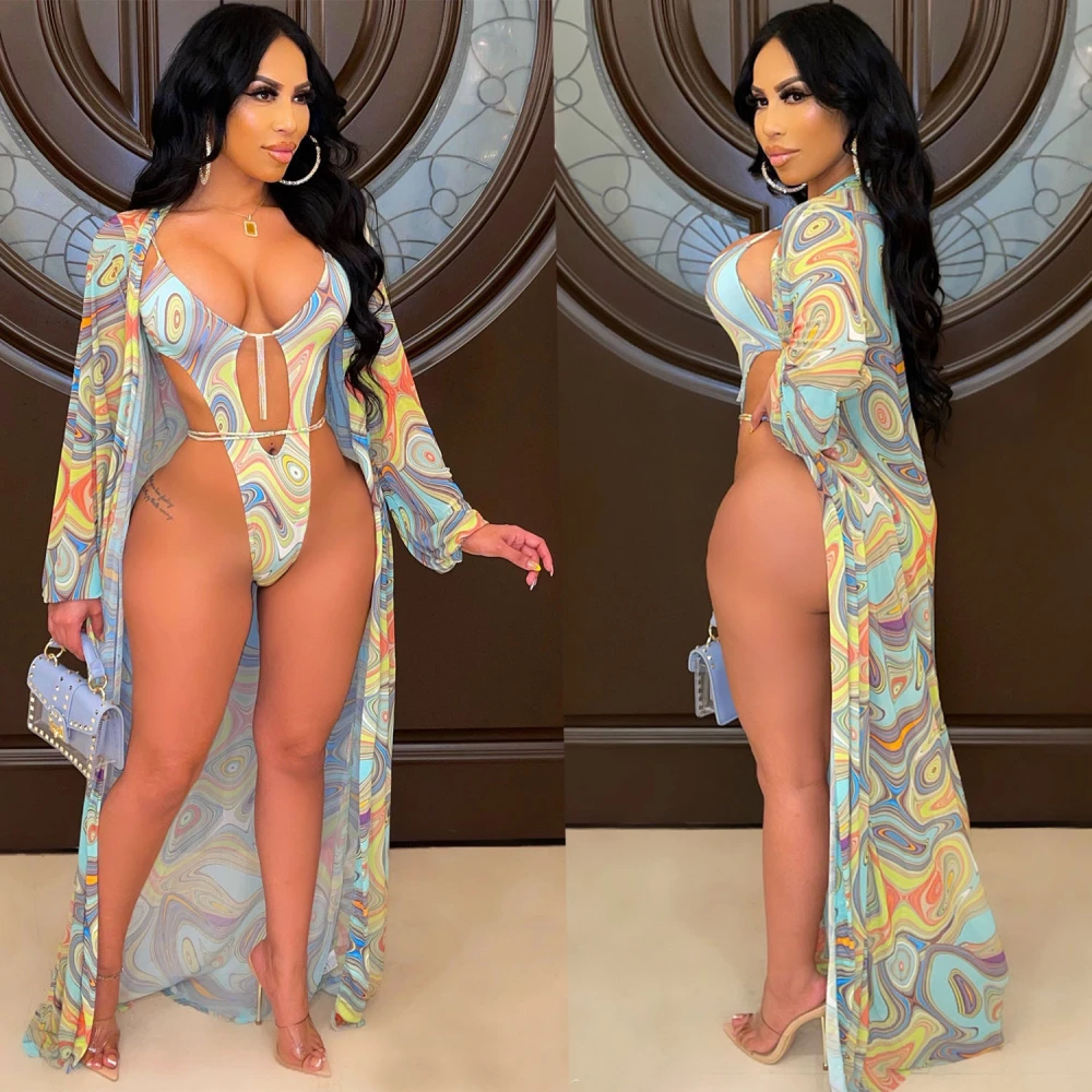 Women's Fashion Print Swimsuit Two Piece Set