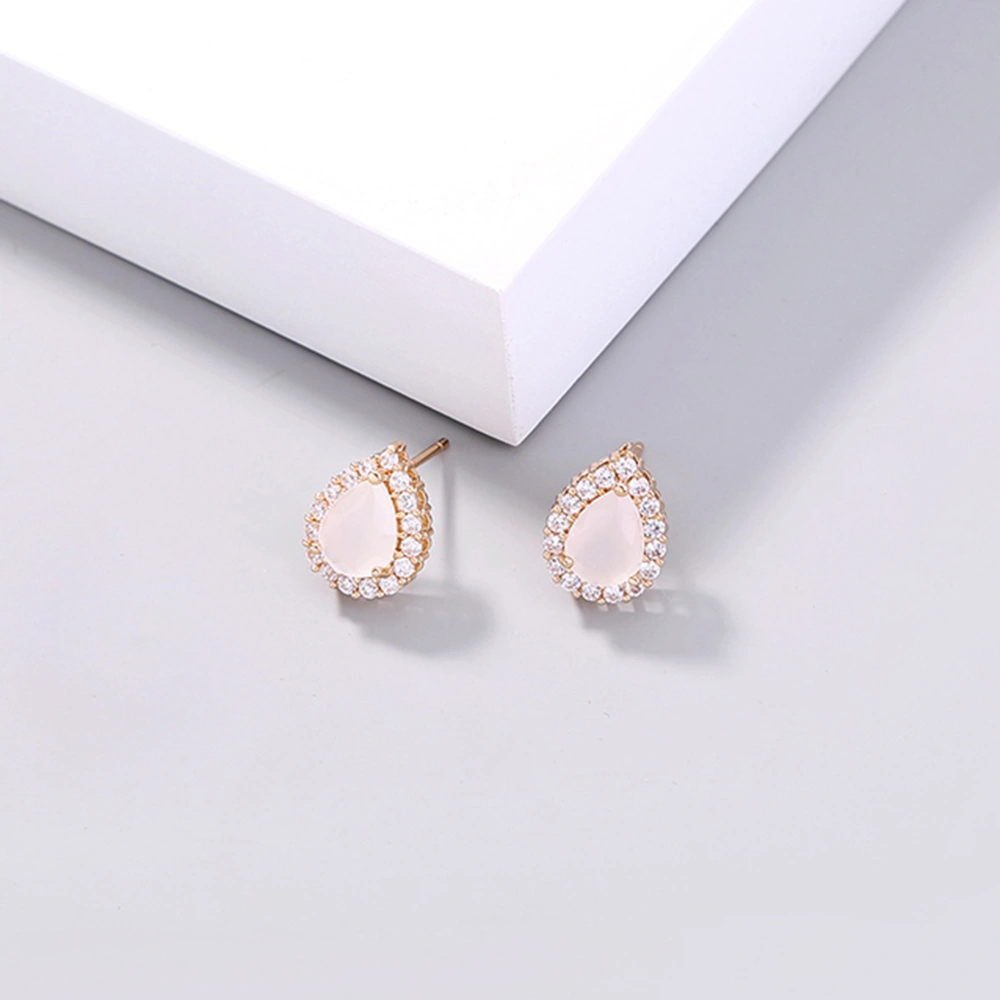 European and American cross-border jewelry Small fresh and simple gold geometric earrings with micro diamonds Gem series daily earrings