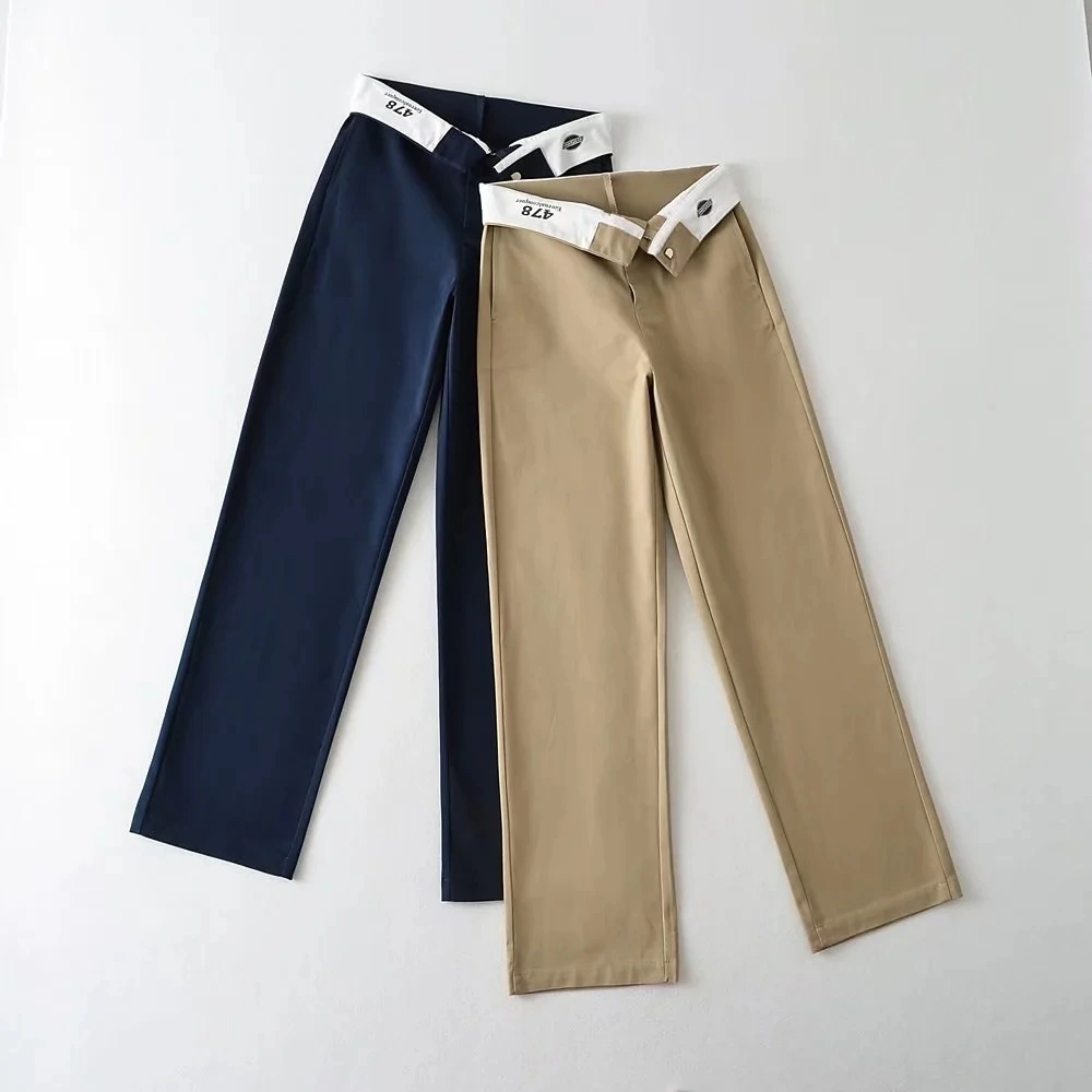 Women's Fashion Loose Turned Waist Wide Leg Pants