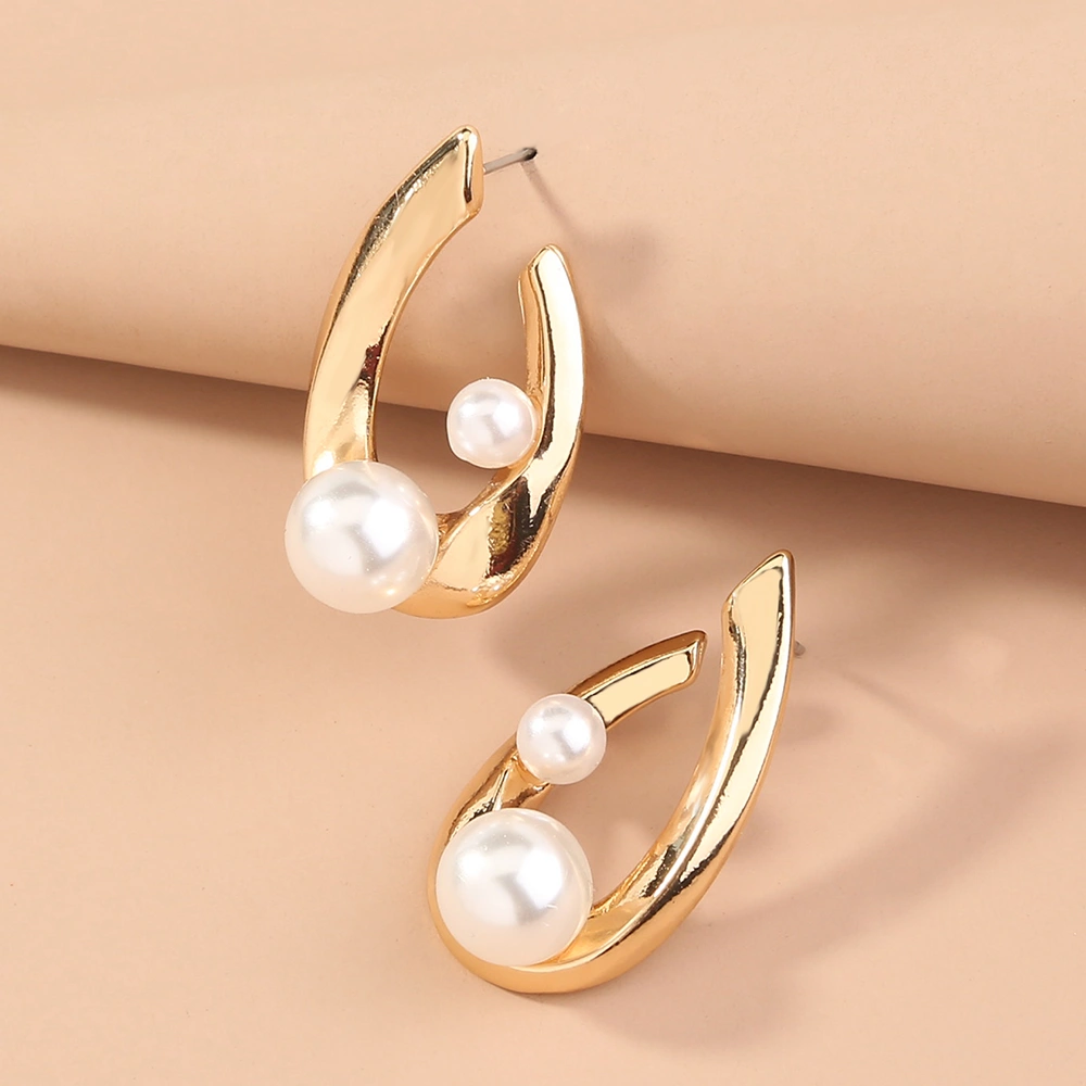 European and American cross-border ins wind pearl earrings European and American cross-border temperament earrings U-shaped French fashion earrings earrings women