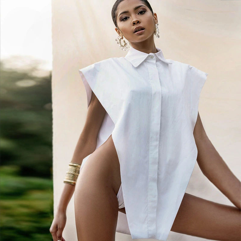 Fashionable Shoulder Loose Shirt Vest