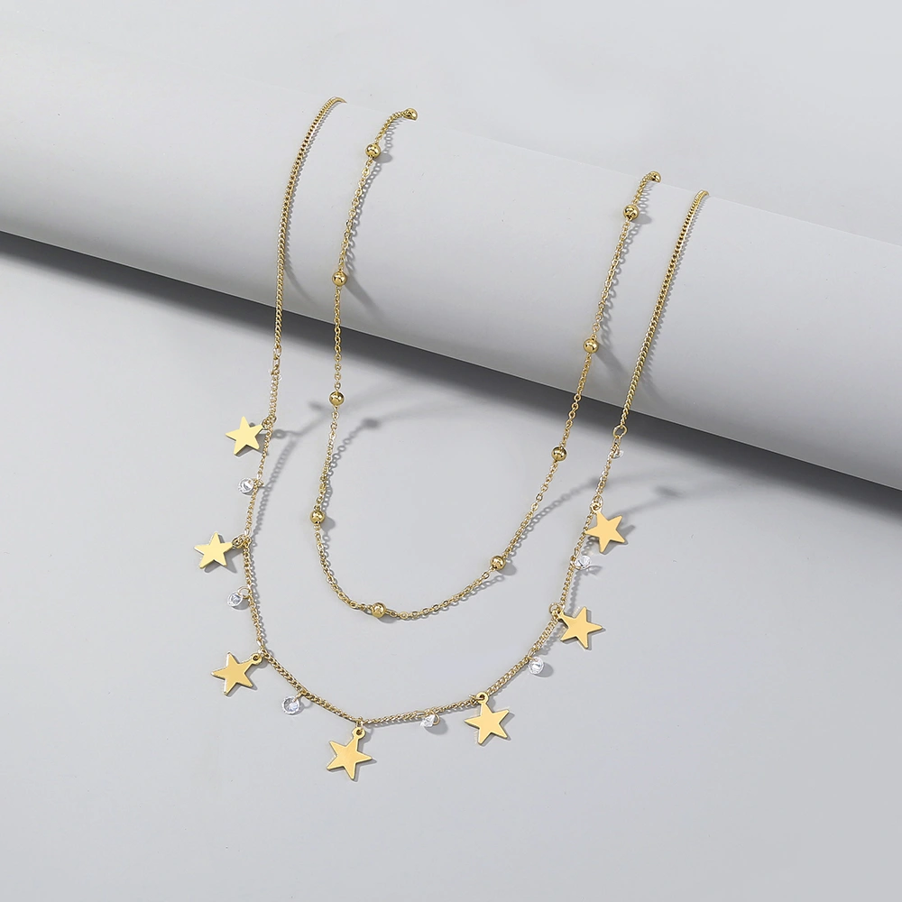 Personality, stars, Moon, multiple necklaces