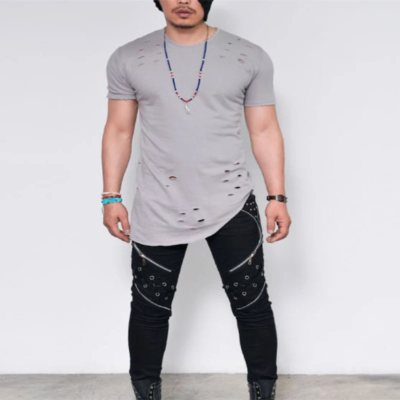 Men's Casual Patchwork Cotton Short Sleeve Bottoming T-Shirt