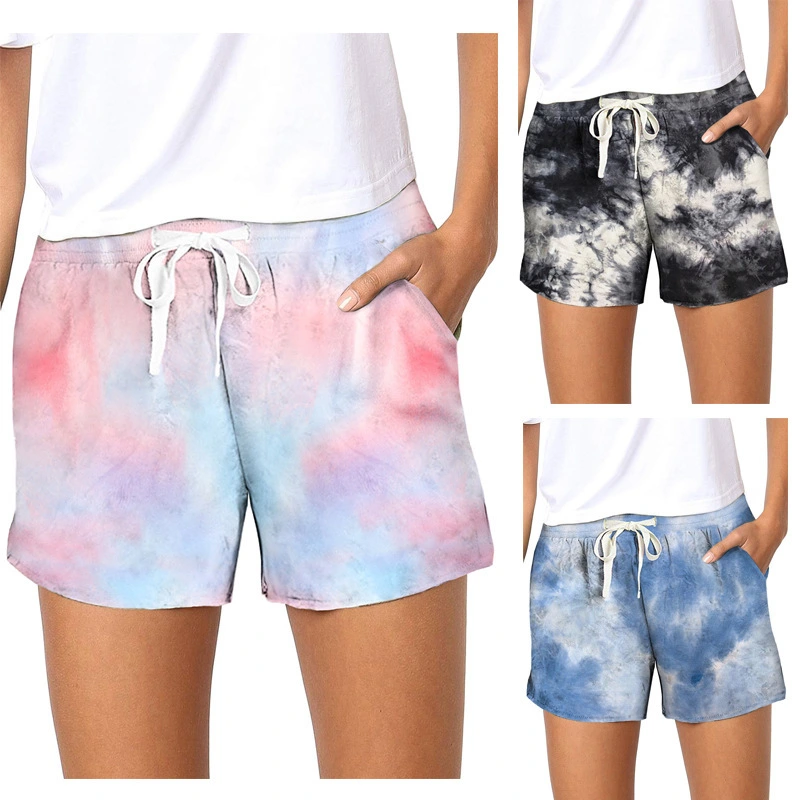 Summer Slim Tie Dye Patterned Gradient Casual Beachwear Shorts