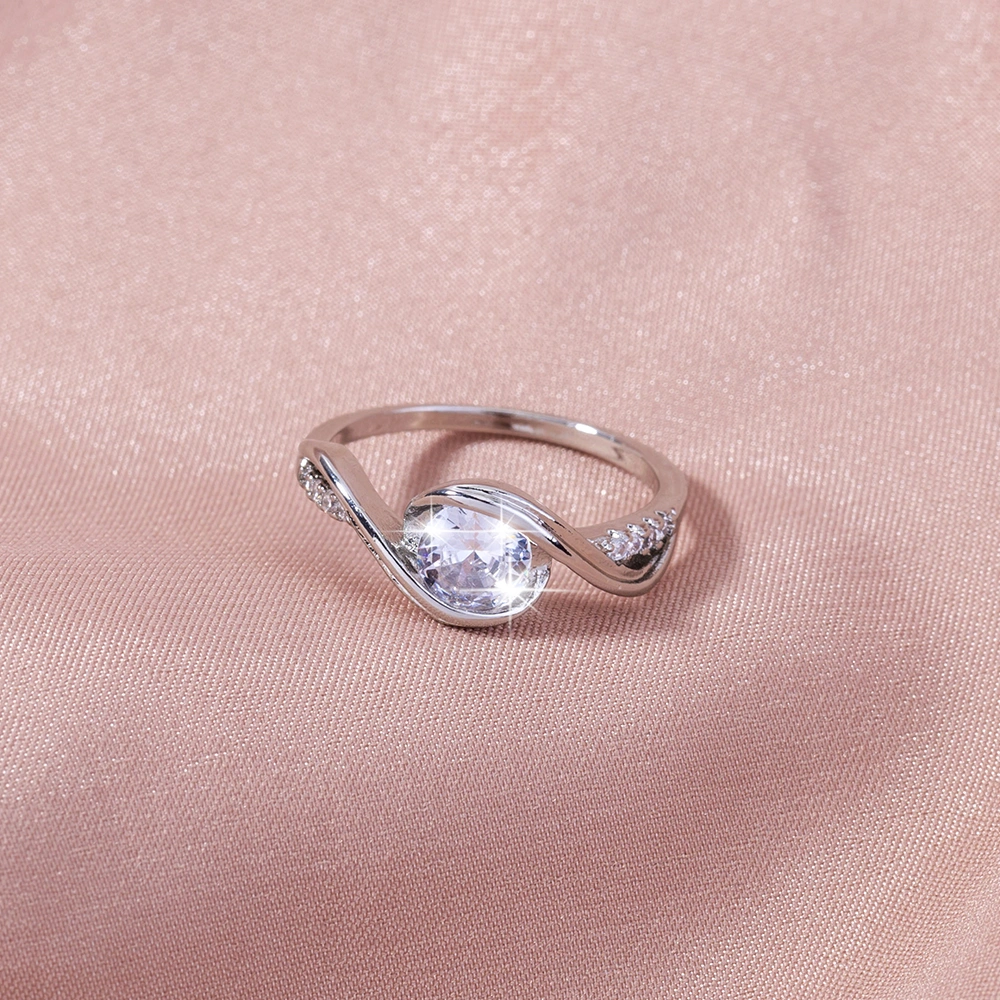 ins cold wind light luxury temperament micro-inlaid zircon ring simple fashion trend all-match copper ring female ring