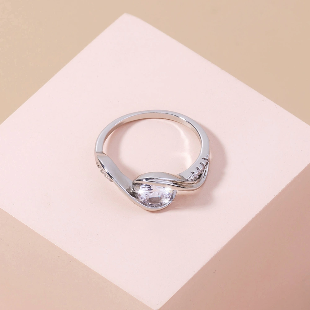 ins cold wind light luxury temperament micro-inlaid zircon ring simple fashion trend all-match copper ring female ring