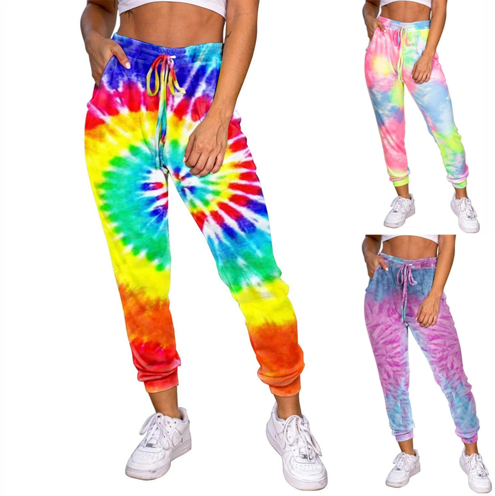 Tie Dye Homewear Pants European And American Casual Lace Up Women's Pants