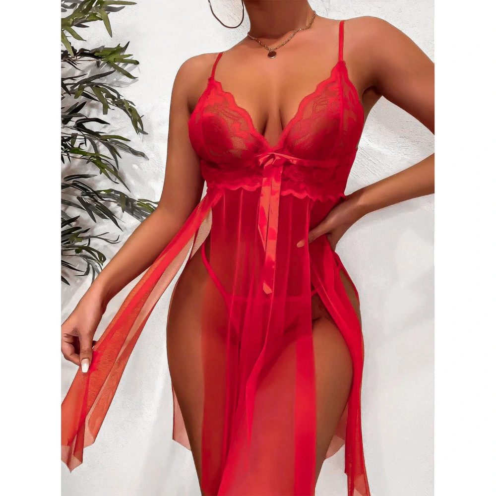 European And American New Style Red Suspender Skirt Lace Suit