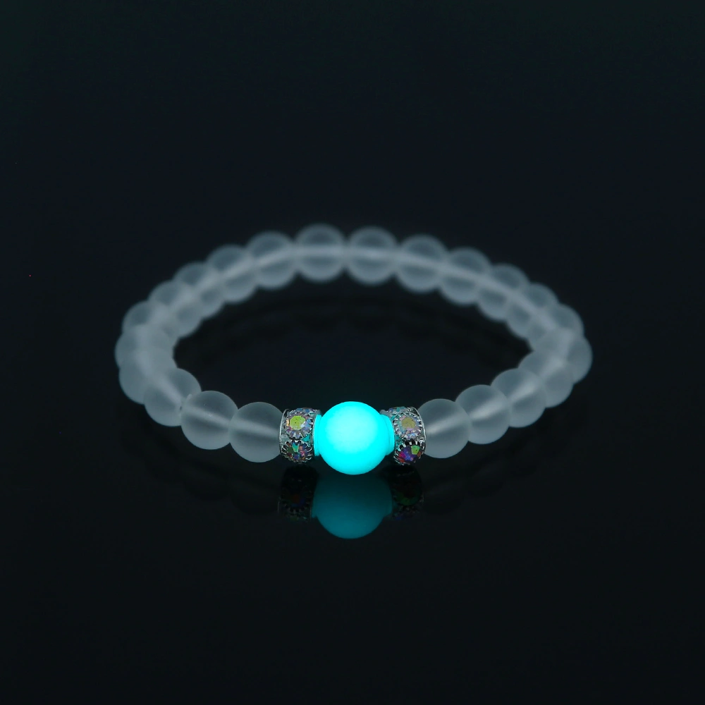 Transparent Glass Beads Blue Luminous Bracelet