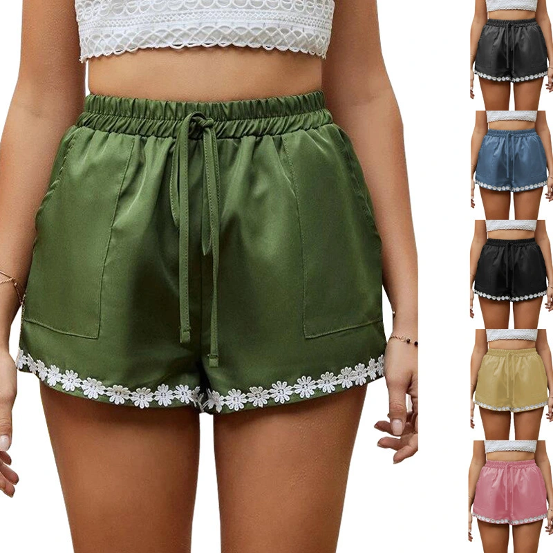 Women's Hot Pants Lace Loose Shorts Elastic Tie