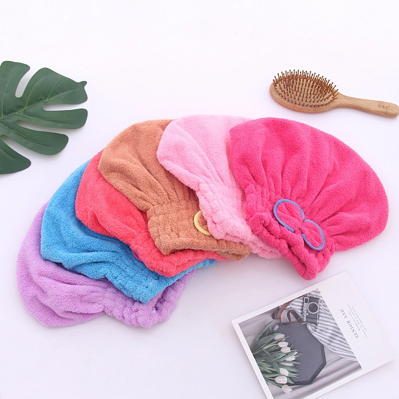 Bow Coral Fleece Soft Absorbent Quick-Drying Hair Drying Cap