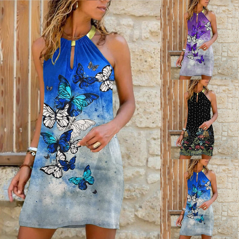 Women's Sleeveless Fashion Hollow A-line Pullover Short Dress