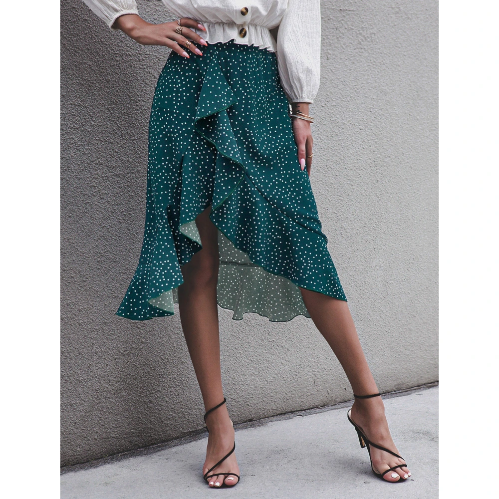 Fashion Irregular Ruffle Polka Dot Skirt