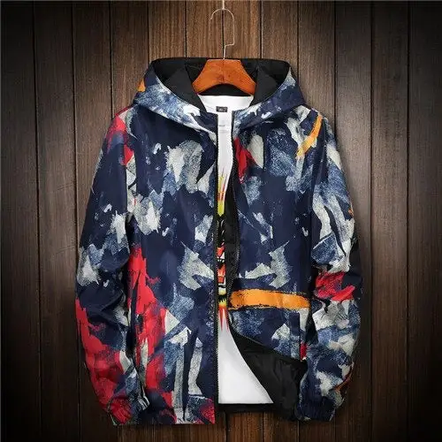 Fashion Camouflage Two Sided Top Hooded Slim Sports Thin Coat