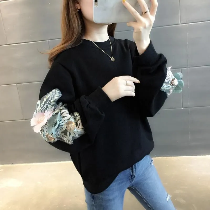 Women's Korean Version Of Loose Long-sleeved Large Size Jacket Female Tops Sweatshirt
