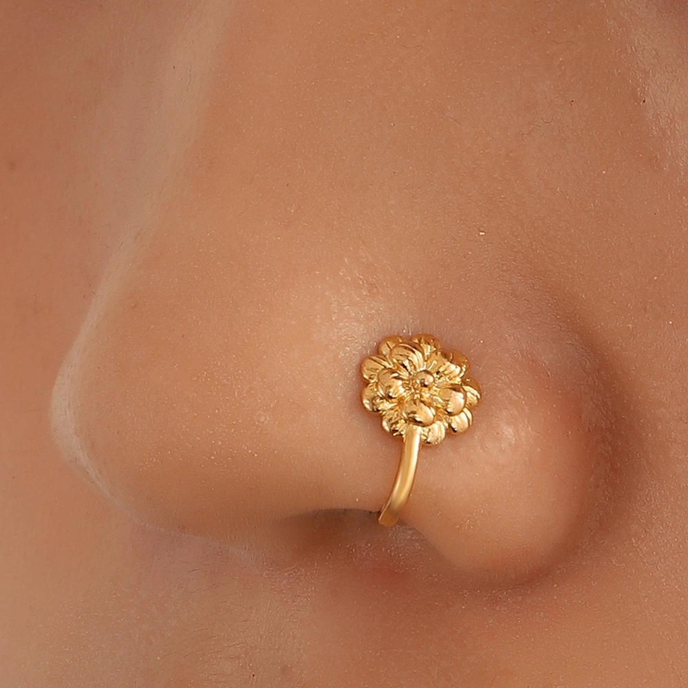 Fashion Metal Geometric Nose Ring Flowers