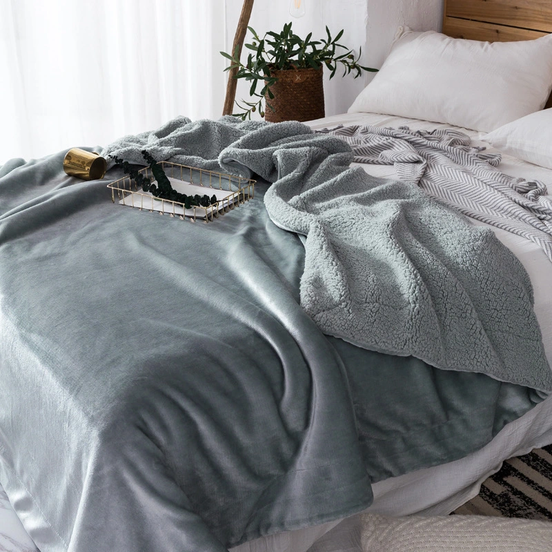 Double-layer Milk Fleece Solid Color Blanket