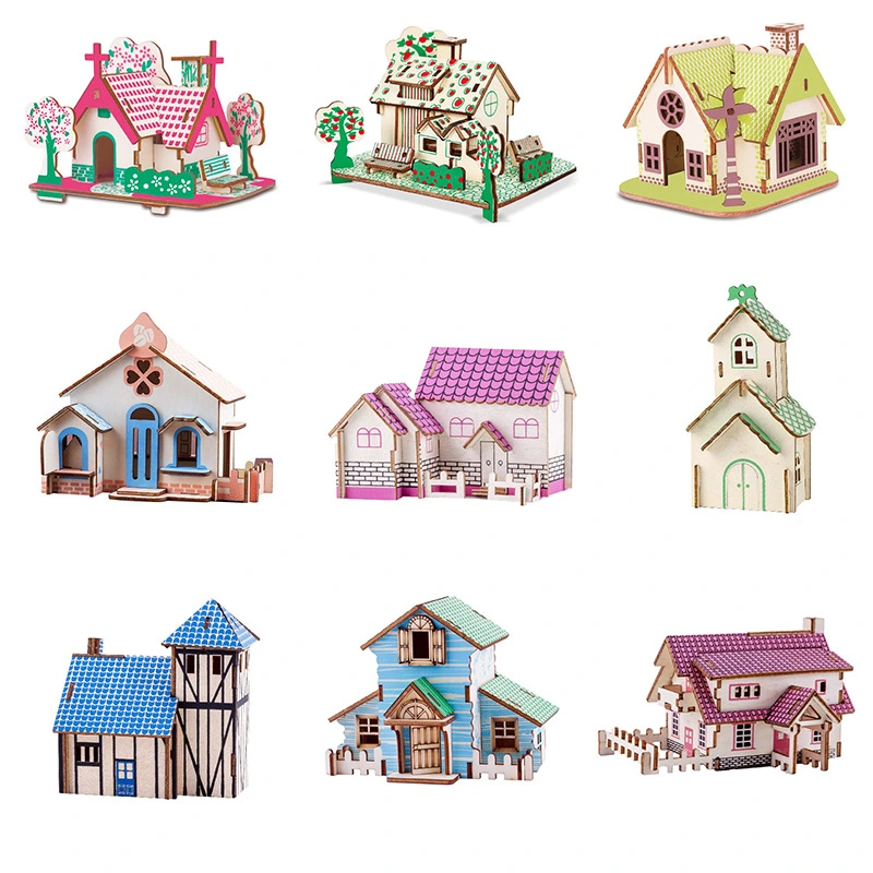 Wooden Building Three-dimensional Puzzle Educational Toys