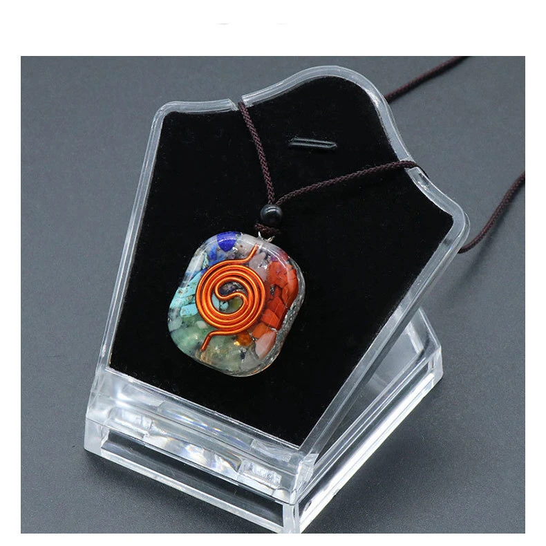 Natural Crystal Colorful Stone Resin Pendant