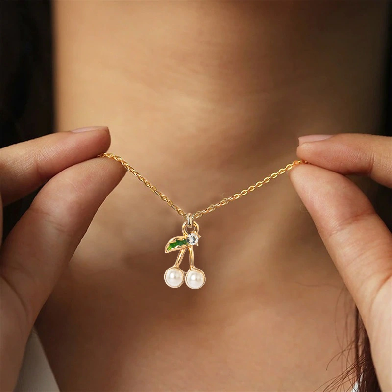 Women's Fashion Simple Cherry Shape Pendant Necklace