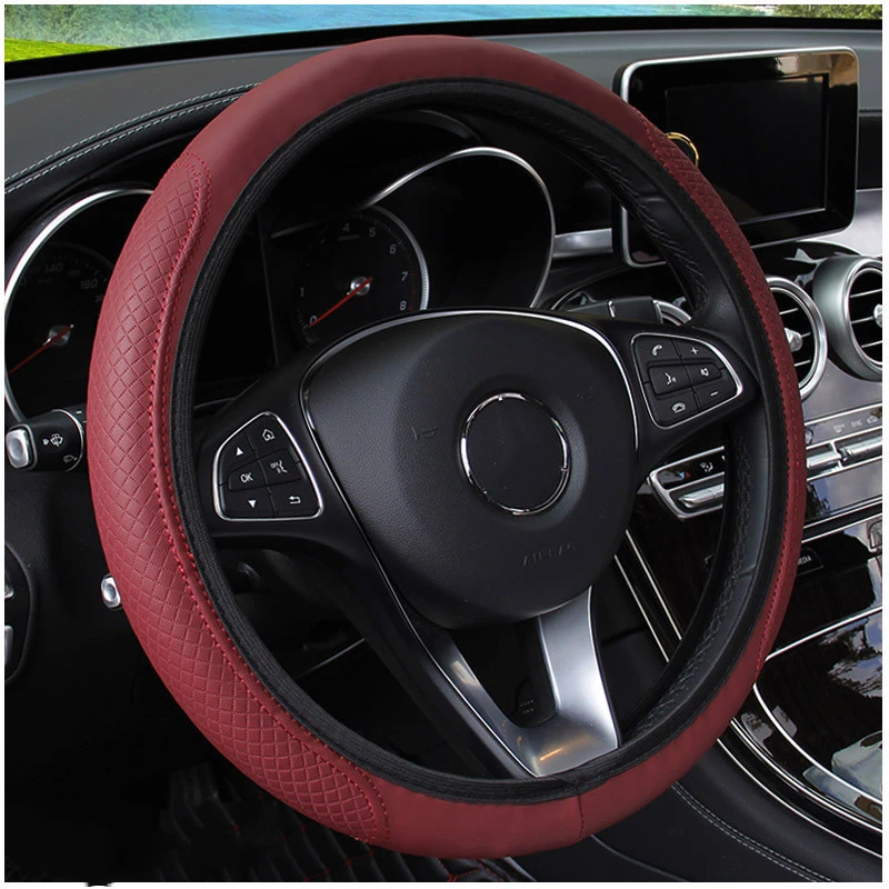 Car Steering Wheel Cover Fiber Leather Double Round Elastic Band Cover Without Inner Ring