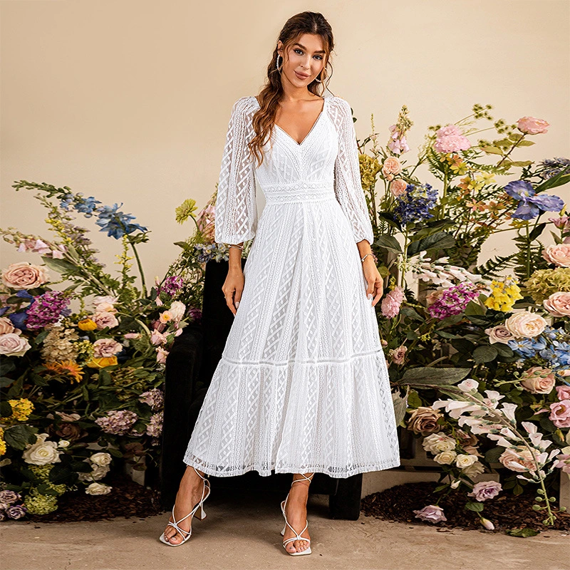 Long Sleeve Hollow Elegant Party Dress