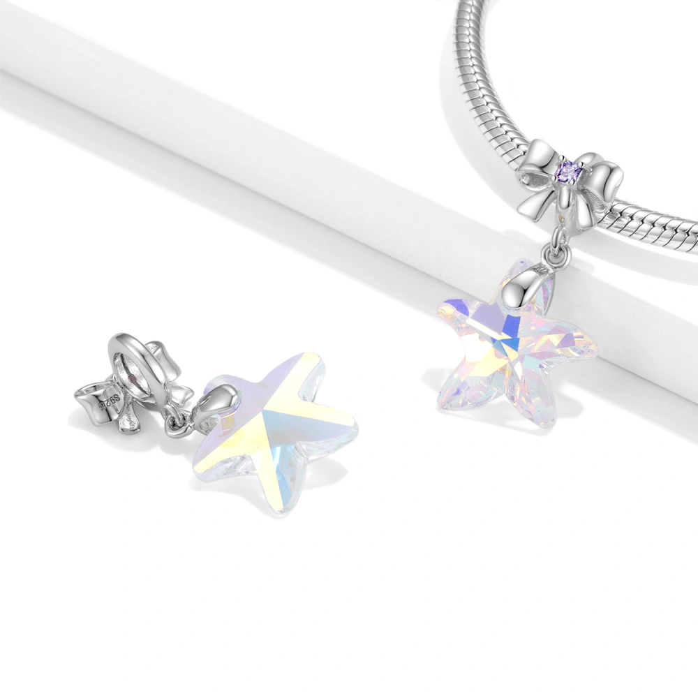 Laser Color Five Pointed Star Crystal Pendant Female Fashion Niche Diy Jewelry Necklace Accessories